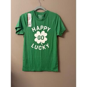 Celebrate it St Patricks Day Happy Go Lucky Clover Graphic Tee Shirt Adult SM